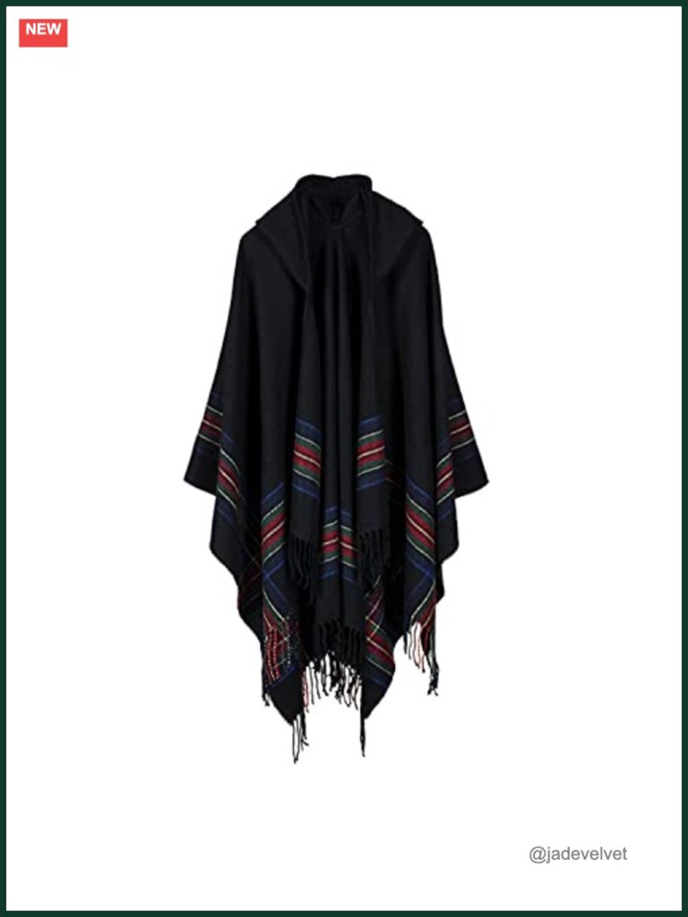 Oversized Hooded Poncho Pashmina Wrap Blanket Shawl with Tassels